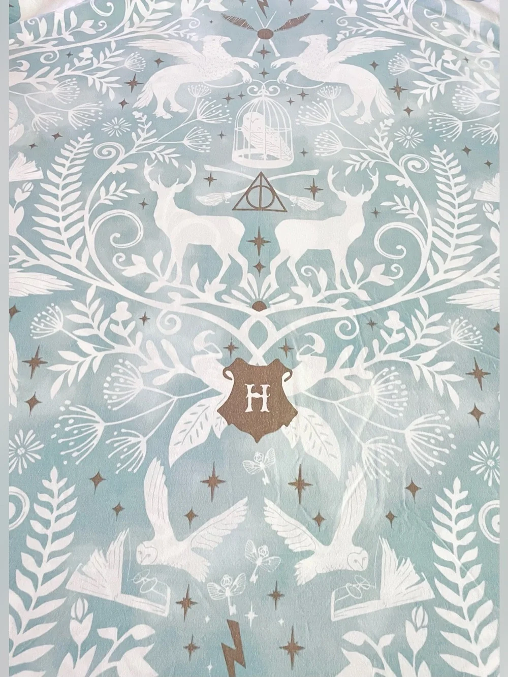 Harry Potter Patronus Damask Duvet Cover Pottery Barn Cotton Mystic Mint 108x92
